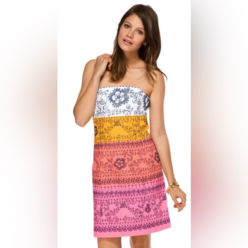 Lilly Pulitzer Bowen Strapless Color Block Dress - Size 8 - Picture 1 of 9